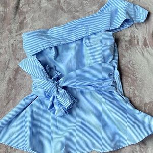 SHEIN One Shoulder Pinstripe Blouse | Size: S